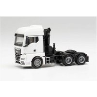 HERPA 313100 1:87 MAN TGX GX 6x4 Zugmaschine mit Ladekran und ausfahrbaren Stützen, weiß von Herpa