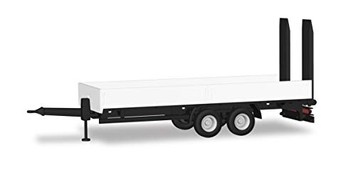 herpa 076913 Tandem Trailer LKW Tieflade-Tandemanhänger mit Auffahrrampen, weiß von herpa