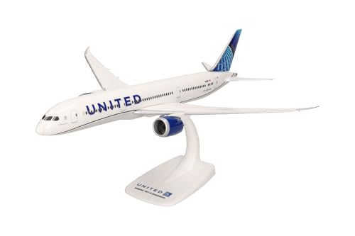 herpa 612548 Other License Snap-Fit Modellflugzeug United Airlines Boeing 787-9 Dreamliner Miniatur im Maßstab 1:200, Sammlerstück, Modell mit Standfuß, Kunststoff, Mehrfarbig von herpa