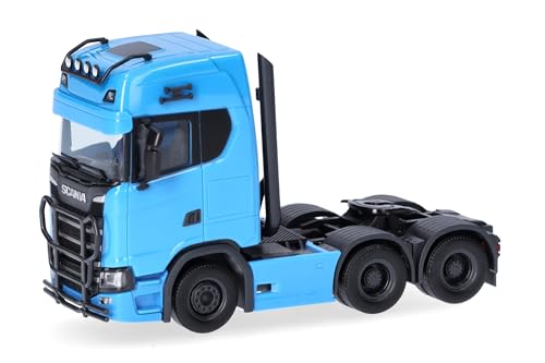 Herpa LKW Modell Scania CS 20 6x4 Zugmaschine, himmelblau, Miniatur im Maßstab 1:87, Sammlerstück, Made in Germany, Kunststoff von Herpa