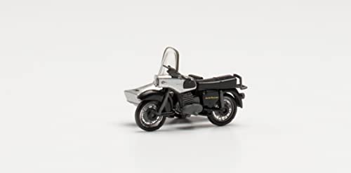 herpa 053433-006 Motorrad Zweirad MZ 250 mit Beiwagen Silber/schwarz in Miniatur zum Basteln Sammeln und als Geschenk von herpa