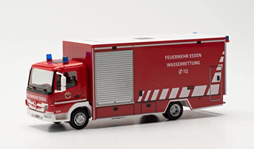 herpa 096553 Mercedes-Benz Atego Koffer-LKW Feuerwehr Essen Wasserrettung in Miniatur zum Basteln Sammeln und als Geschenk, Mehrfarbig von herpa