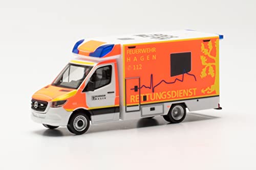 herpa 096713 Mercedes-Benz Sprinter `18 Fahrtec RTW „Feuerwehr Hagen“ Auto Miniaturmodelle Kleinmodell Sammlerstück Detailgetreu, mehfarbig von herpa