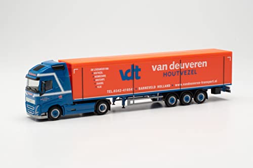 Herpa LKW Modell Volvo FH Gl. 2020 Schubboden-Sattelzug „Van Deuveren“, originalgetreu im Maßstab 1:87, Modell LKW für Diorama, Modellbau Sammlerstück, Deko Miniaturmodelle aus Kunststoff von herpa