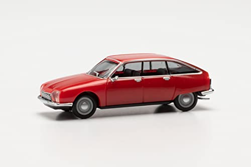 herpa 420433-003 Modellauto Citroen GS, originalgetreu im Maßstab 1:87, Auto Modell für Diorama, Modellbau Sammlerstück, Deko Automodelle aus Kunststoff, Farbe: Geranienrot Miniaturmodell, rot von herpa