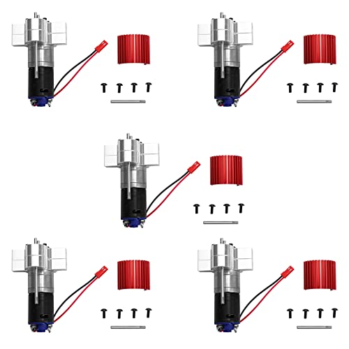 Herxermeny 5X 370 Gebürsteter Motor + KüHlkörper Getriebe Satz Aus Aluminium mit Stahl Zahnrädern für C14 C24 Silber von Herxermeny