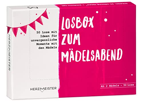 Herzmeister Losbox zum Mädelsabend - Das Geschenk für Frauen, Mädchen & Beste Freundinnen I 50 Lose mit Ideen für Spiel, Spaß & unvergessliche Momente I Geschenkidee zum Geburtstag von Herzmeister