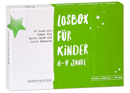 Losbox für Kinder 6-9 Jahre I Das Geschenk für Mädchen und Jungen I 50 Lose mit Ideen für Spiel, Spaß & tolle Momente I Kreative Geschenkidee & Überraschung zum Geburtstag, zu Ostern, Weihnachten … von Herzmeister