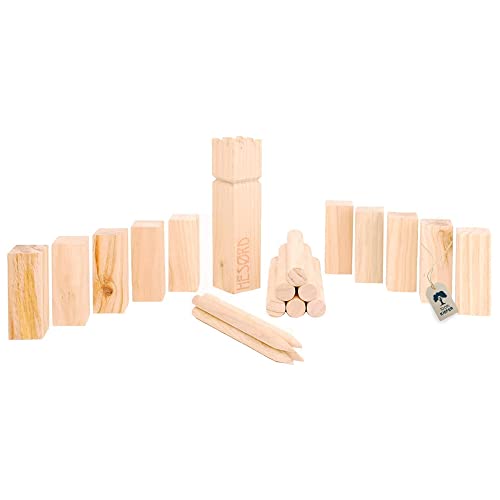 [ORIGINAL] Kubb Schwedenschach aus Holz | Lustiges Outdoor-Wurfspiel für Strand & Garten | König, Wikinger & Co aus Kiefernholz | Note 1,5 bei Testsieger-Online.de von Hesørd