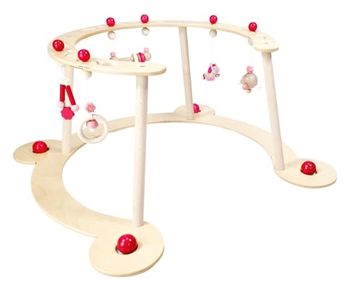 Hess Holzspielzeug 13392 - Lauflerngerät und Spielbogen, Serie Pferdchen, Rosa, Babyspielgerät mit vielen bunten Spielelementen, aus Buchenholz von Hess Holzspielzeug