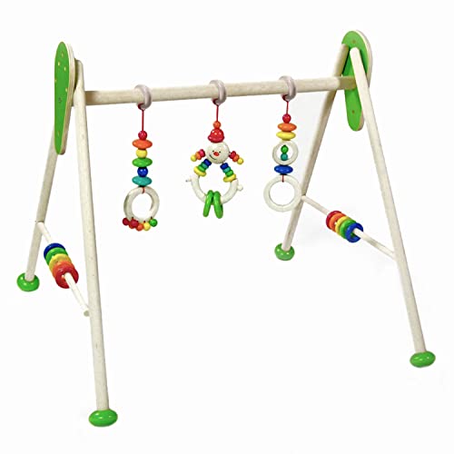 Hess Holzspielzeug 20033 - Spielgerät aus Holz, Serie Michel, für Babys, handgefertigter Spiel-Bogen mit farbenfrohen Figuren und Rasseln, ca. 62 x 57 x 54,5 cm groß von Hess