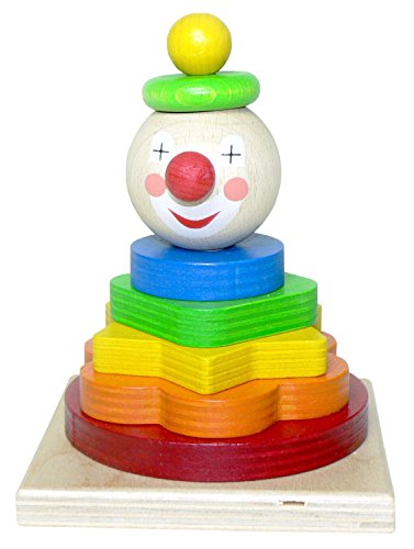 Hess Holzspielzeug 14855 - Stapelturm Clown aus Holz, ca. 12,5 x 9 x 9 cm von Hess