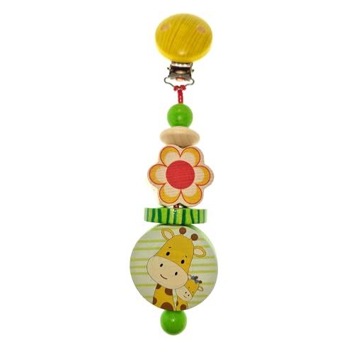 Hess Holzspielzeug 12828 - Wagenhänger aus Holz, Giraffe Emil, Kinderwagen Spielzeug mit Clip zur Befestigung, handgefertigtes Motorikspielzeug für Babys von Hess