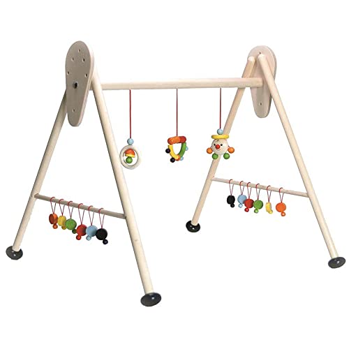 Hess Holzspielzeug 13337 - Spiel-Gerät aus Holz, Serie Benny, für Babys, handgefertigter Spielbogen mit farbenfrohen Figuren und Rasseln, ca. 61 x 55 x 55 cm groß von Hess