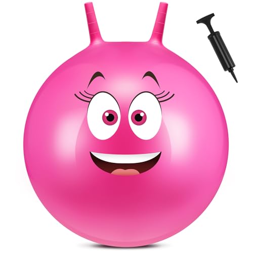 Hestya 65 cm Hüpfball mit Griff Pumpe Lächelndes Gesicht Hopper Ball Großer Sprungball Aufblasbarer Sprungball für Kinder und Erwachsene Springen Outdoor Indoor Aktivität Yoga von Hestya