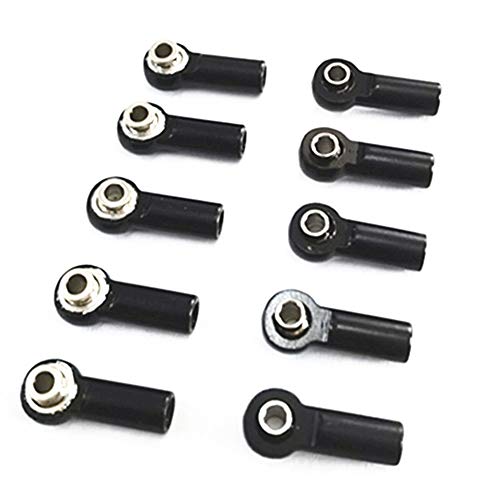 Hethlif 10 StüCk Metall M2.5 Link Spur Stangen Kopf Gelenk für A959 12428 144001 C24 MN D90 MN99S RC Auto Teile, Schwarz von Hethlif