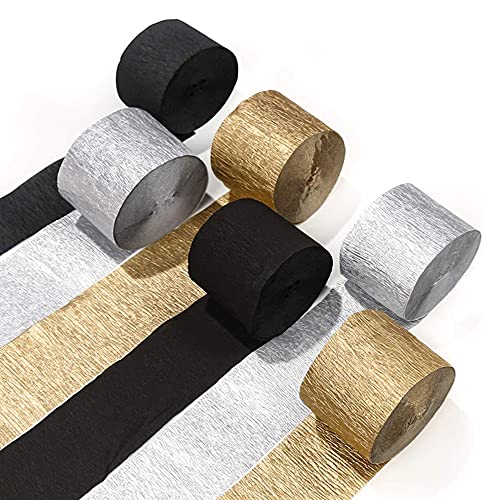 Hethlif Krepppapier Luft Schlangen 12 StüCke Gold Luft Schlangen, Silber und Schwarze Luft Schlangen Dekorationen für Geburtstags Feier Hochzeit von Hethlif