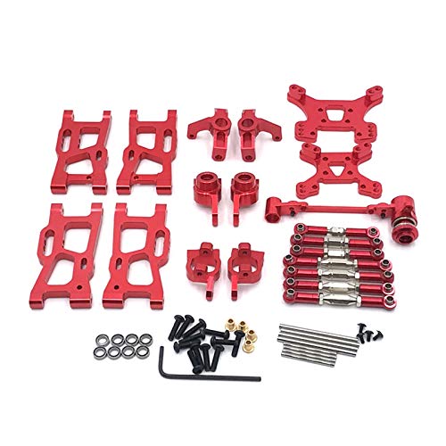 Hethlif Metall-Schwenkarm-Lenkbecher Shock Tower Upgrade-ZubehöRsatz für 144001 1/14 124019 1/12 RC-Autoteile, Rot von Hethlif