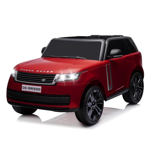 Hetoy 24 V 2-Sitzer lizenziertes Land Rover Ride On Auto Spielzeug mit Eltern-Fernbedienung, 3 Geschwindigkeiten, kabellose Musik, MP3-Player, Elektroauto für Kinder im Alter von 3–8, Weinrot von Hetoy