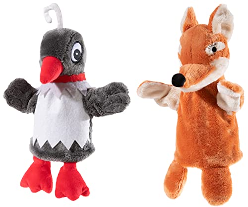 Unser Sandmännchen Handspielpuppenset Frau Elster und Herr Fuchs GRS/PET Plüsch, Grau/Rot, Rotbraun von Heunec & Co.KG