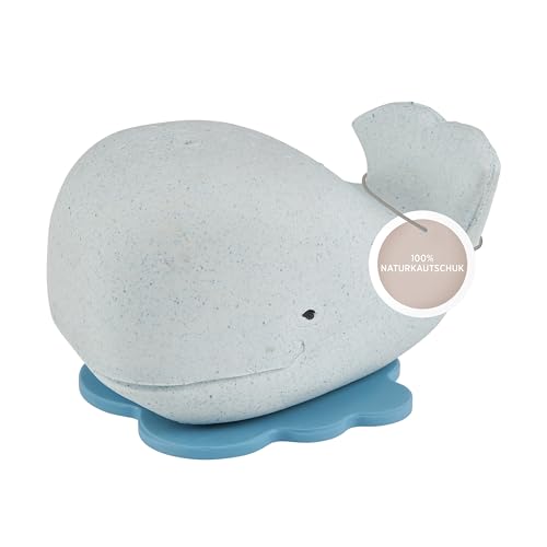 HEVEA Drücken und Spritzen Wal Badewannenspielzeug - 100% Naturkautschuk Baby Badespielzeug - Perfekt für Spielen, Pool und Baden (Blizzard Blau) von Hevea