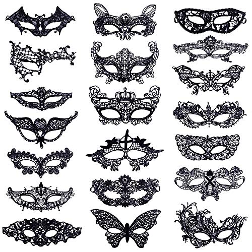 Spitze Maske Maskerade Masken Venezianische Maske für Damen für Halloween Karneval Party Kostüm Ball 20 Stück von Heveer