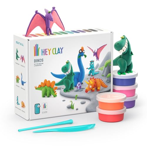 Hey Clay Knete - Interaktive Knete Dinosaurier, 18 Farben, Tauchen Sie EIN in eine aufregende Bastelaktivität mit pädagogisch-kreativem Spiel! KL86203, Kids Licensing, Bunt von Hey Clay