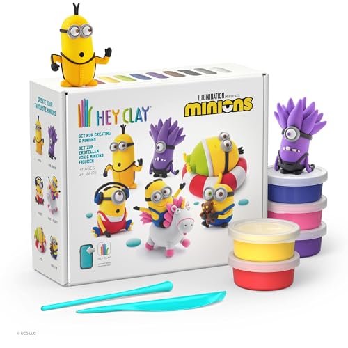 HEY CLAY Minions Set 15 Dosen lufttrocknender Knete mit Modellierwerkzeugen und lustigen interaktiven Anleitungen von Hey Clay