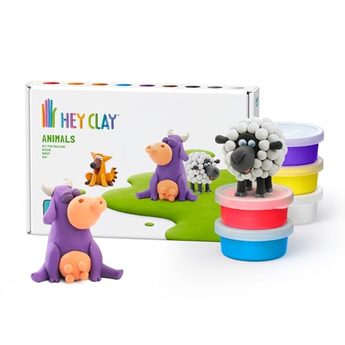 HEY CLAY Animal Pack – 6 Dosen Knetmasse | Manuelle Aktivität für Kinder | Selbsthärtender Ton | Spielzeug für Mädchen und Jungen 3-7 Jahre | Bastelarbeiten (Kuh, Hund, Schaf) HEY CLAY Animal Pack – 6 Dosen Knetmasse | Manuelle Aktivität für Kinder | Selbsthärtender Ton | Spielzeug für Mädchen und Jungen 3-7 Jahre | Bastelarbeiten (Kuh, Hund, Schaf) von Hey Clay