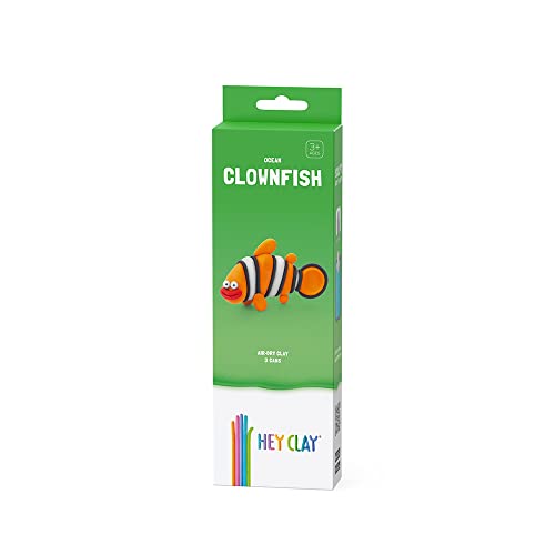 Hey Clay Clownfish Knetmasse klein Set Clownfisch Modelliermasse für Kinder im Kleinpaket mit 1 Motiv mit 3 Farben Clownfisch Set mit interaktiver App Ungiftig von Hey Clay