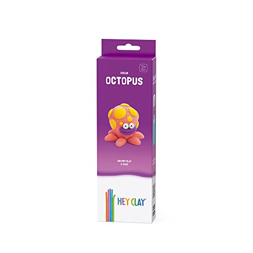 Hey Clay Octopus Modellierpaste klein Set Oktopus Modelliermasse für Kinder in kleiner Packung mit 1 Motiv mit 3 Farben, Octo-Charakter-Set, mit interaktiver App ungiftig von Hey Clay