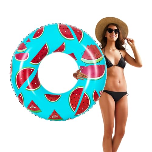 HeySplash Cartoon Schwimmring, Aufblasbar Haltbar Runde Schwimmreifen Flamingo Sommer Pool Beach Party Lounge Floßrohr Spielzeug mit Reparatursatz für Erwachsene 80 cm Durchmesser, Aqua Blau von HeySplash