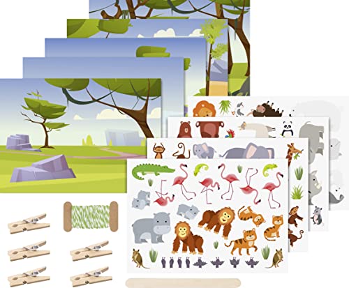 Heyda Rubbelsticker Karten-Set „Zootiere“ 16 x 12 x 2 cm Mehrfarbig von Heyda