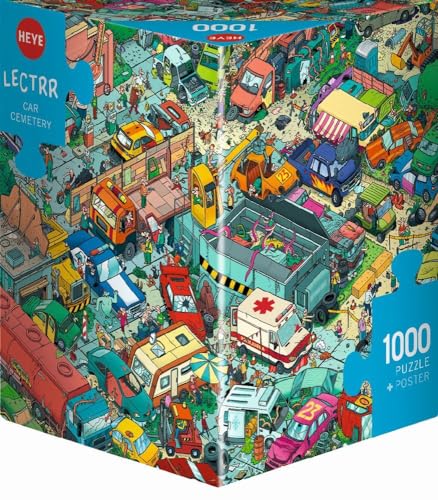 Heye, CAR Cemetery, Lectrr, Puzzle 1000 Teile, Dreieck Puzzles, Fördert Konzentration, IQ Puzzle Spiele, Perfekt für die Puzzlematte, Gelegte Größe: 50 x 70 cm von Heye