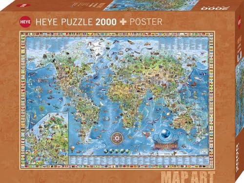 HEYE 29846 Amazing World Standart 2000 Teile, Map Art, inkl. Poster, Tan von Heye