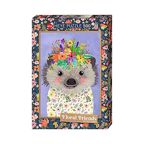 Heye Funny Hedgehog, Floral Friends 500 Teile Puzzle, Silver von Heye