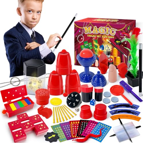 Heyzeibo Zauberkasten für Kinder, Partygeschenke Zauberkoffer mit Upgrade Zaubertricks, Zauberstab, Anleitung, Magier Spielzeuge für Jungen & Mädchen, Anfänger von Heyzeibo