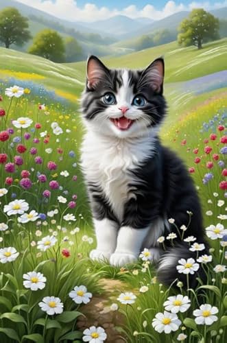 1000 Piece,Flowers Cute Cat Art Oil Painting Posters,Puzzles Colourful,Elderly Memory Cognition Games,Lernspielzeug Für Kinder,Wand Kunst Dekoration Zt307Qa von HfmQuisutron