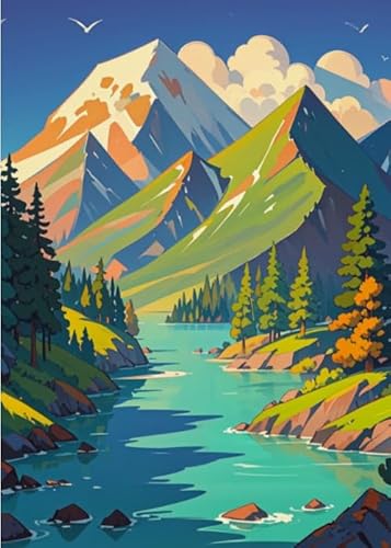 1000 Teile Puzzles,Abstrakt Landscapes Painting,Erwachsenes Puzzle Herausforderung Spiel,Erwachsene Stressabbau Spiel Kunst Bild Tr35Gf von HfmQuisutron