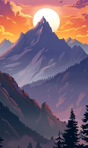 HfmQuisutron Jigsaw Puzzle 1000 Pieces Picture of Mountain Peaks Setting Sun Landscape Posters for Adult and Toy Stress Relief Game Wj180Zp von HfmQuisutron