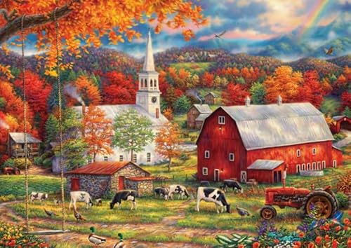 HfmQuisutron Jigsaw Puzzle 1000 Teile Bauernhof Landschaft Malerei Poster Buntes Geschicklichkeitsspiel Für Die Ganze Familie Erwachsene Zw371Qv von HfmQuisutron