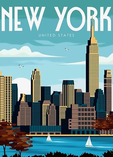 HfmQuisutron Jigsaw Puzzle 1000 Teile New York Landschaft Reise Poster Puzzle Nach Hause Stressabbau Spiel Zw267Qv von HfmQuisutron