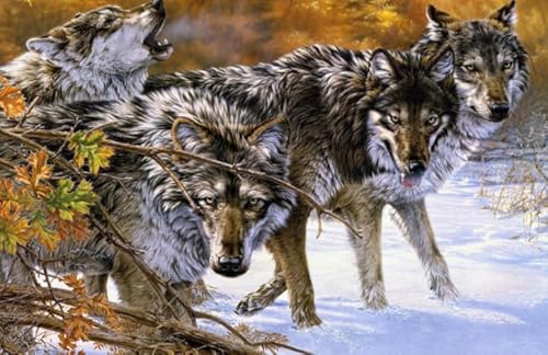 HfmQuisutron Puzzle 1000 Stück Holz Tier Wolf Kunst Malerei Poster für Erwachsene Stressabbau Lernspielzeug Geschenk Pq133Ay von HfmQuisutron