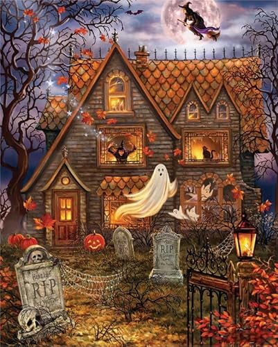 HfmQuisutron Puzzle 1000 Teile Halloween-Haus Kunstposter Spielzeug Für Erwachsene Dekompressionsspiel Wd485Tr von HfmQuisutron