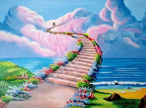 Paintings Landschaft Flowers Abstract Art Stairways,Puzzle 1000 Teile,Bunt,Unregelmäßiges Puzzle,Memory Games for Adults,Wand Kunst Dekoration Xd350Zs von HfmQuisutron