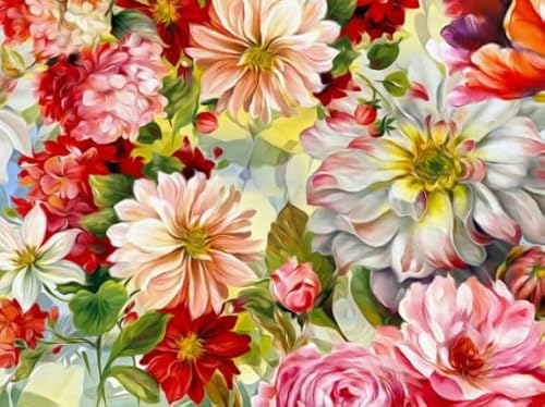 Puzzles 1000 Teile,Colourful,Art Plants and Flowers Oil Painting,Adult Stress Reduction Games Art Posters, Puzzles Für Ältere Erwachsene, Memory Game for Adults Zt156Qa von HfmQuisutron