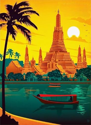 Puzzles 1000 Teiles,Lernspielzeug Für Kinder Puzzle,Thailand Retro Travel Art Poster,Gedächtnis Spiele Für Erwachsene,Wand Kunst Decor Ya226Qn von HfmQuisutron