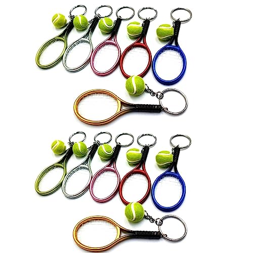 Hfourhnik 12 Stück Mini Tennis Schläger Ball Schlüsselbund Anhänger Tasche Zubehör für Tasche Sport Werbung Fans Souvenirs Schlüssel Ring von Hfourhnik