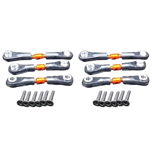 Hfourhnik 6 StüCk Metalllenkung Spurstange Verbindungsstange für TT02 TT02T 1/10 RC Autoteile ZubehöR, Orange von Hfourhnik