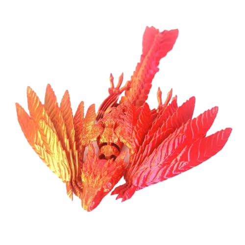 Hfourhnik Dynamischer 3D-Gedruckter Drache, Kristalldrache, Zappelspielzeug für Erwachsene, 3D-Gedruckter Beweglicher Drache, Laserrot von Hfourhnik